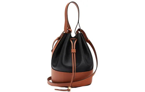 LOEWE Balloon Cow Leather Balloons Bag, Bucket Bag, Shoulder Bag, Crossbody Bag Medium Women's Black/Tan