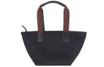 GUCCI Canvas With Leather Dumpling Bag Tote One Shoulder Handbag Large Women's Black