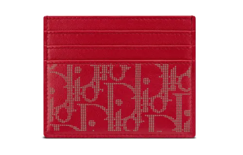 DIOR Cow Leather Card Holder Regular Men's Red