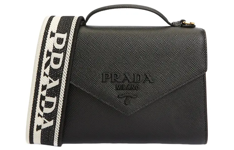 PRADA Saffiano Cow Leather Shoulder Bag, Crossbody Bag, Handbag Regular Women's Black