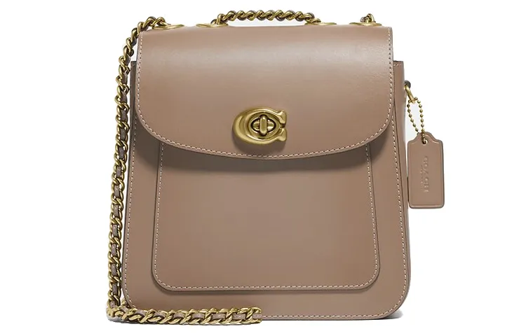 COACH Madison Cow Leather Crossbody Bags Small Women's Nude Brown