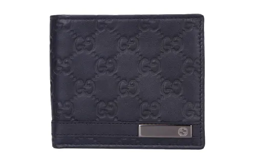 GUCCI Leather Wallet Men's Dark Blue/Navy Blue