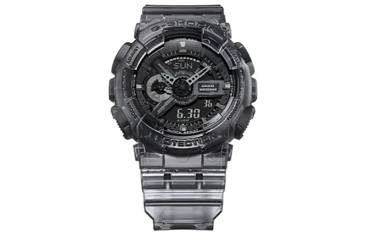 CASIO Men Liquid Crystal/Analog Dual Display Series 55mm Black Watch GA-110SKE-8ADR