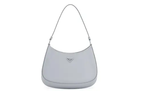 PRADA Cleo Crescent Shaped Shiny Leather Shoulder Bag Women's Cornflower Blue