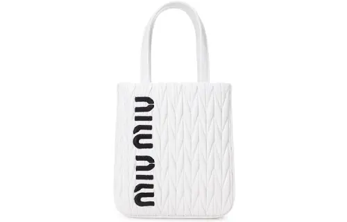 MIU MIU Leather Tote Bag, Shopping Bag, Shoulder Bag, Handbag Women's White
