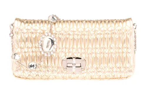 MIU MIU Sheepskin Handbag, Shoulder Bag Women's Pyrite
