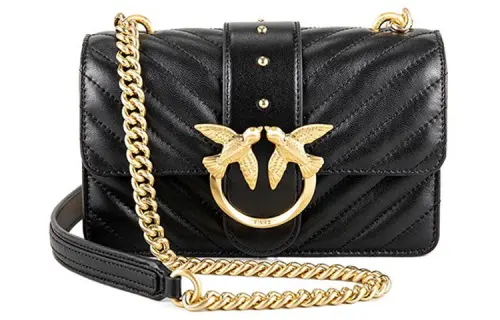 PINKO SIMPLY Sheepskin Shoulder Bag Mini Women's Black Gold