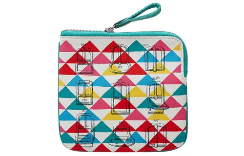 HERMES Carre Pocket Swift Leather Clutch Women's Multicolor/Naples Yellow