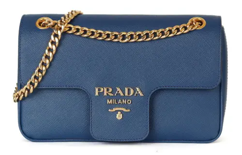 PRADA Saffiano Leather Crossbody Bag, Shoulder Bag Regular Women's Blue