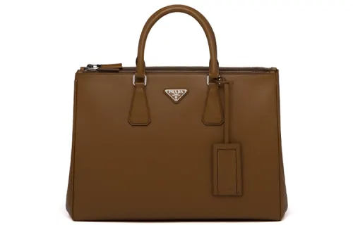 PRADA Saffiano Cow Leather Handbag Medium Men's Cinnamon