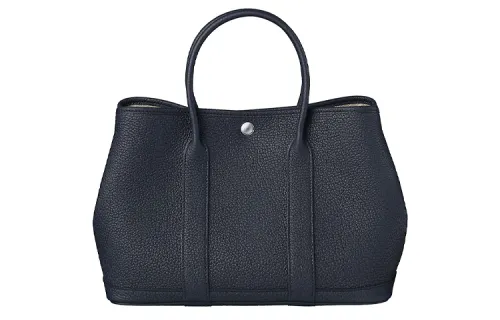 HERMES Garden Party Negonda Calfskin Handbag 30 Women's 76 Bleu Indigo