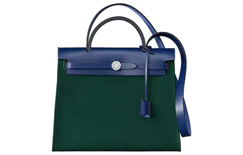 HERMES Herbag Zip H Plume Canvas And Hunter Leather Finish Shoulder Bag, Crossbody Bag, Handbag 31 Unisex