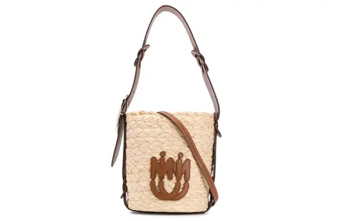 MIU MIU Leather Shoulder Bag Women's Brown