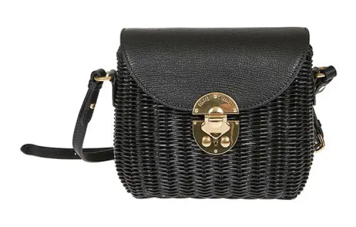 MIU MIU Leather One Shoulder Handbag Women's Black