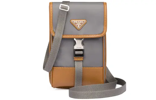 PRADA Nylon Cell Phone Pouch, Crossbody Bag Unisex Gray