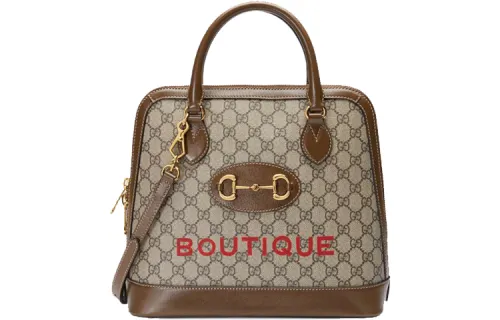 GUCCI Horsebit 1955 Canvas With Leather Canvas Bag, Dome Bag, Shoulder Bag, Crossbody Bag, Handbag Medium Women's Beige