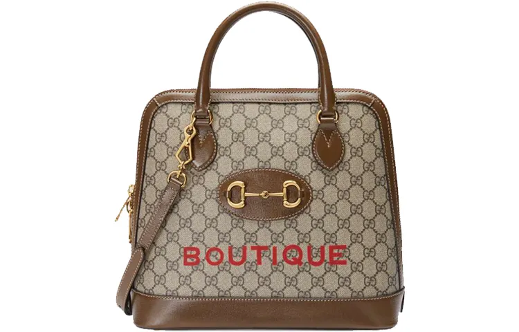 GUCCI Horsebit 1955 Canvas With Leather Canvas Bag, Dome Bag, Shoulder Bag, Crossbody Bag, Handbag Medium Women's Beige