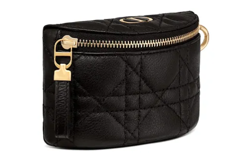 DIOR Cow Leather Wallet, Clutch Accessory Bag, Coin Purse Mini Women's Black