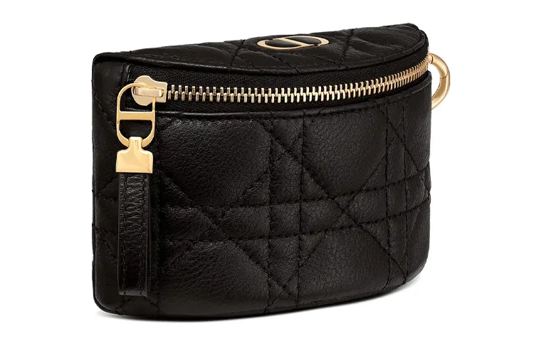 DIOR Cow Leather Wallet, Clutch Accessory Bag, Coin Purse Mini Women's Black