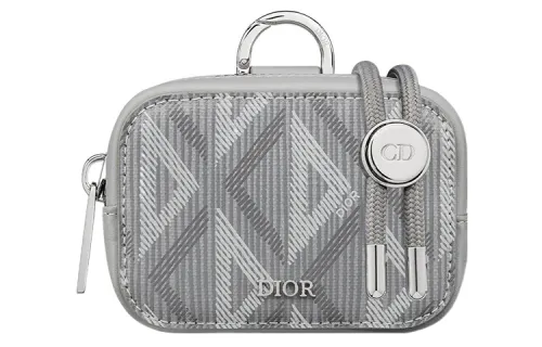 DIOR Canvas One Shoulder Crossbody Clutch Men's Gray