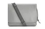 LOEWE Gusset Flat Smooth Calfskin Shoulder Bag, Crossbody Bag Men's Gray