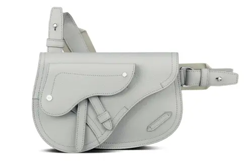 DIOR Cow Leather Saddle Bag, Crossbody Bag, Fanny Pack, Sling Bag Men's Gray White