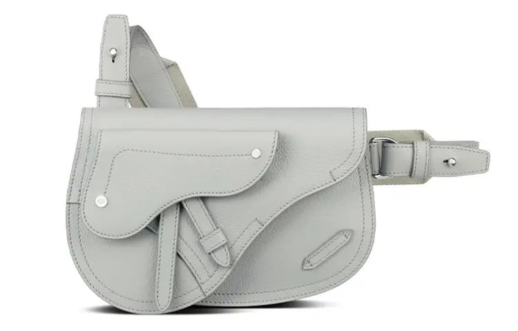 DIOR Cow Leather Saddle Bag, Crossbody Bag, Fanny Pack, Sling Bag Men's Gray White