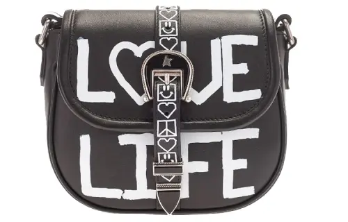 Golden Goose Letter Cow Leather Shoulder Bag Women's Black