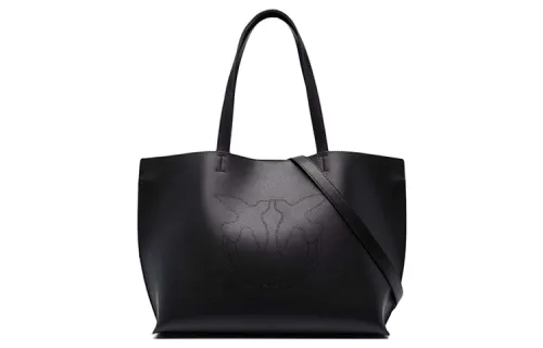 PINKO Cow Leather Tote Bag, Shopping Bag, Shoulder Bag Women's Black