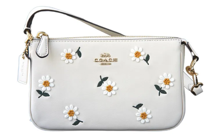 COACH Nolita Leather Pochette Underarm Clutch Handbag Small Women's White
