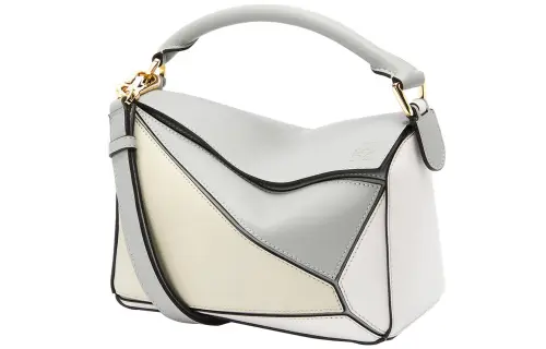 LOEWE Puzzle Bag In Classic Calfskin Small Ash Grey/Marble Green
