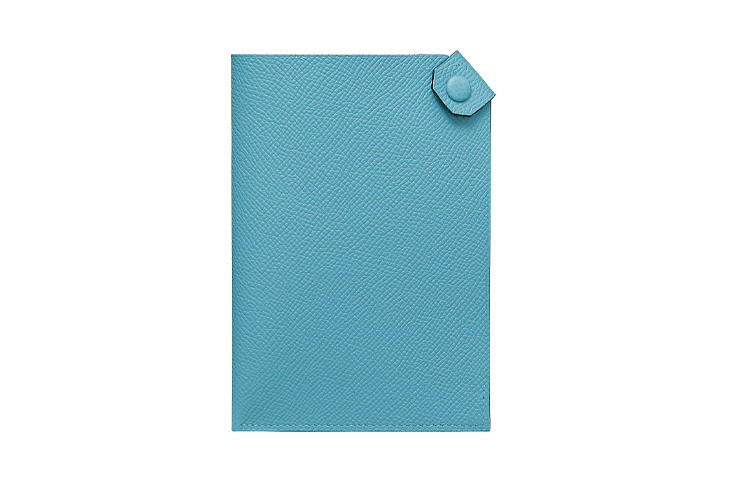 HERMES Tarmac Cow Leather Passport Holder Women's Northern Blue
