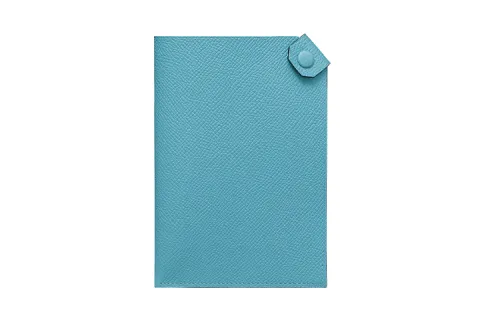 HERMES Tarmac Cow Leather Passport Holder Women's Northern Blue