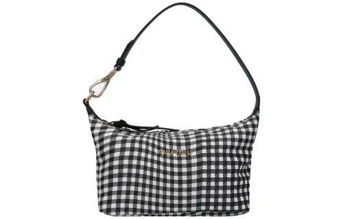MIU MIU Nylon Fabric One Shoulder Handbag Women's Black White