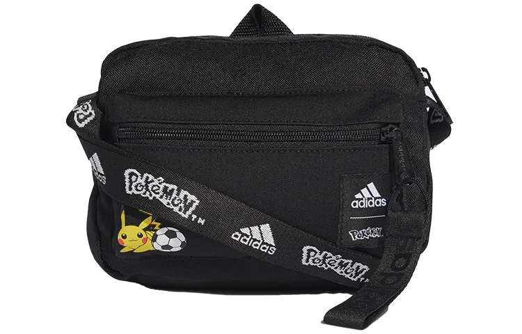 Adidas Pokémon, Collaboration Front Zip Pocket Polyester Handbag, Shoulder Bag, Crossbody Bag Unisex Black