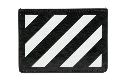 OFF WHITE Diag Print 2 Card Slot Card Holder Black