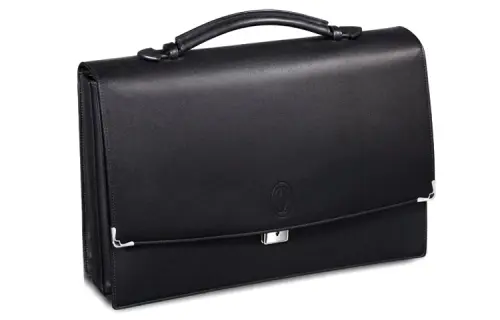 CARTIER Calfskin Shoulder Bag, Crossbody Bag, Briefcase Men's Black