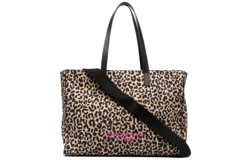 Golden Goose Zip Closure Cotton Handbag Women's Leopard Print