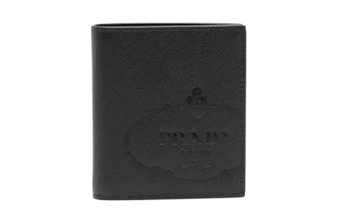 PRADA Leather Card Holder Men's Black
