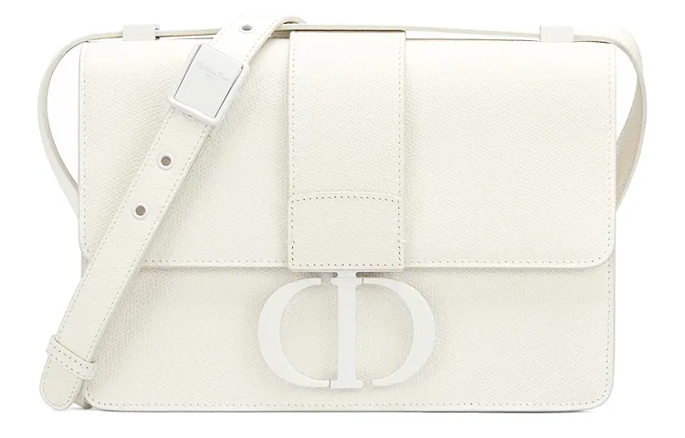 DIOR 30 Montaigne Calfskin Box Bag, Shoulder Bag Women's Chalk White