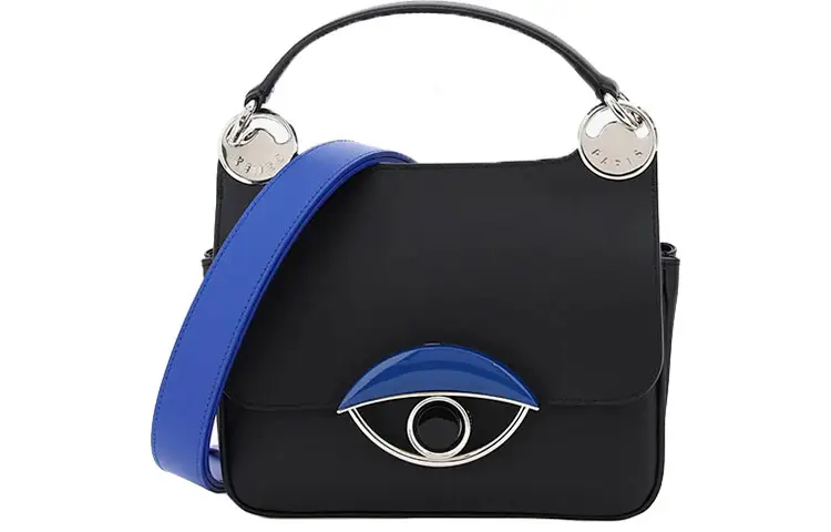 KENZO Leather Shoulder Bag Small Women's Blue & Black