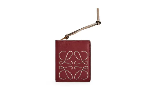 LOEWE Cow Leather Wallet Women's Berry/Light Oat