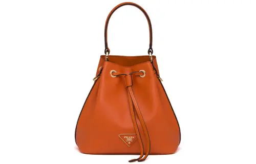 PRADA Saffiano Leather Bucket Bag, Handbag, Shoulder Bag, Crossbody Bag Women's Papaya Orange