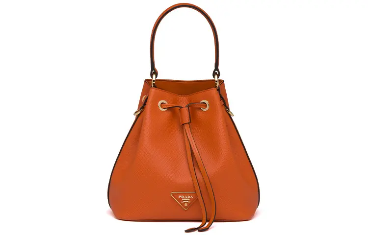 PRADA Saffiano Leather Bucket Bag, Handbag, Shoulder Bag, Crossbody Bag Women's Papaya Orange