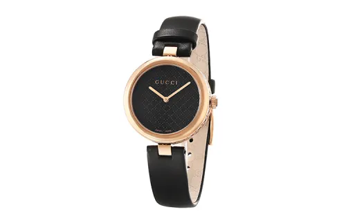 GUCCI Diamantissima Wrist Watches Quartz Movement Leather Strap Black Dial Women's Watch 50m Waterproof