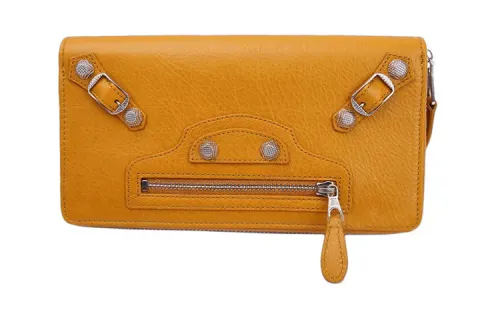 Balenciaga Cow Leather Wallet Women's Yellow