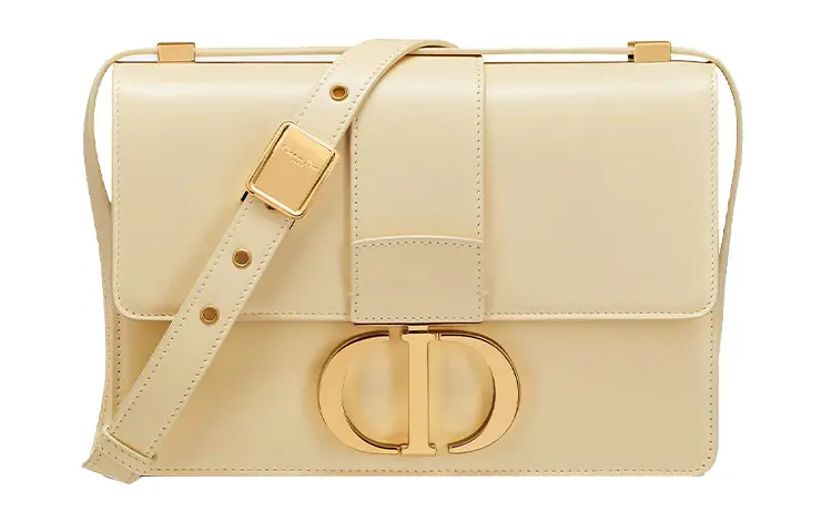 DIOR 30 Montaigne Smooth Cow Leather Box Bag, Shoulder Bag, Crossbody Bag Women's Light Yellow