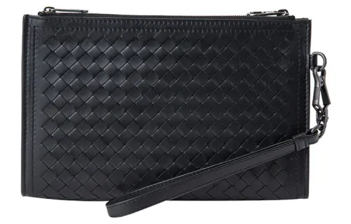 Bottega Veneta Cow Leather Clutch Unisex Black