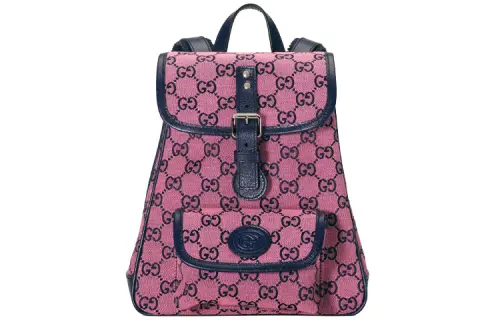 GUCCI Canvas With Leather Backpack Kids' Pink/Dark Blue