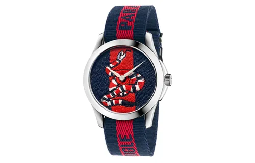 GUCCI G Timeless Collection Wrist Watches Quartz Movement Nylon Strap Blue Dial Unisex